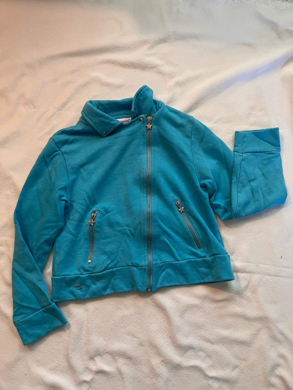American Girl Turquoise Zip-Front Bomber Jacket